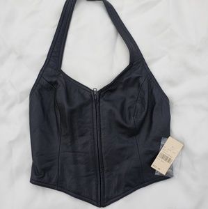 Wilson Black  Leather Halter top -Size Small